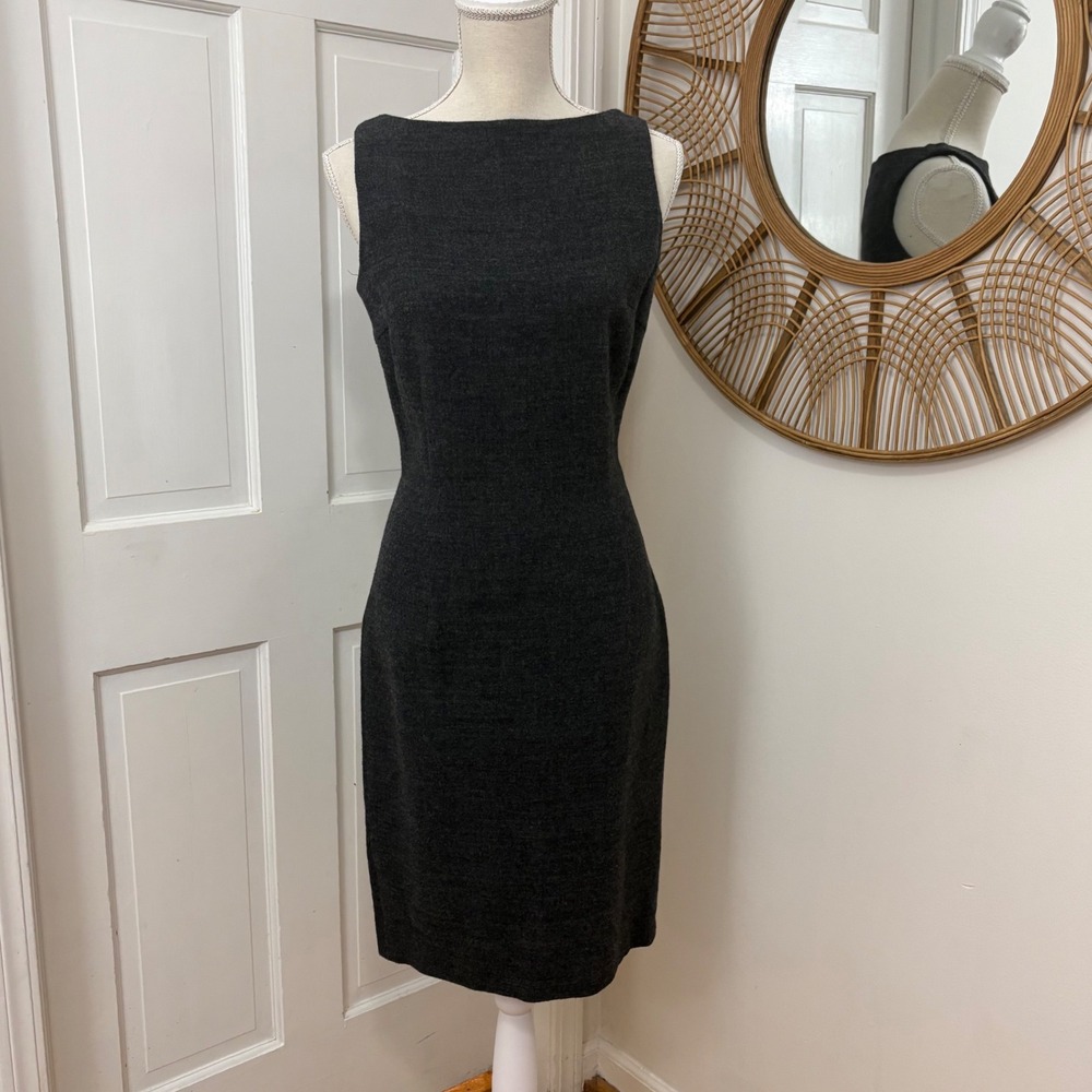Theory Wool Blend Sheath Dress 6 Minimalist Professional Quiet Luxury Classic - Picture 2 of 6